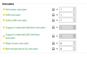 Configuración de múltiples extruders, entrelazado y unión avanzada
